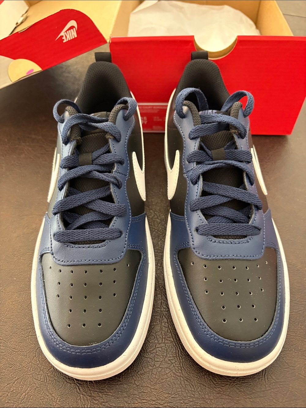 Nike Court Borough Low 2 Sneakers in Navy, Black & White 6.5Y